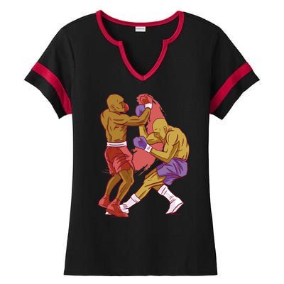 Boxers Fighting Match Ladies Halftime Notch Neck Tee