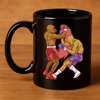 Boxers Fighting Match 11oz C Handle Ceramic Mug