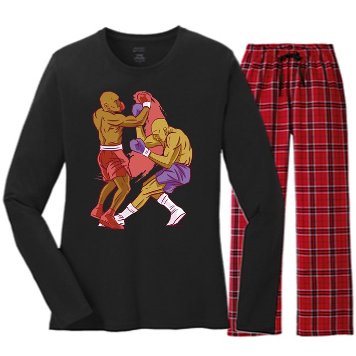 Boxers Fighting Match Women's Long Sleeve Flannel Pajama Set 