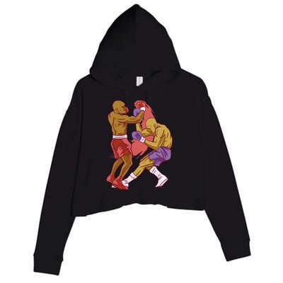 Boxers Fighting Match Crop Fleece Hoodie