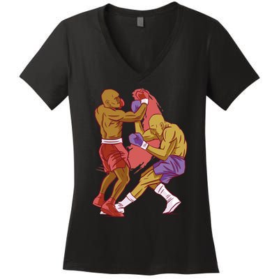 Boxers Fighting Match Women's V-Neck T-Shirt