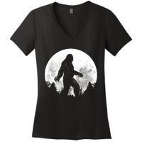 Bigfoot Full Moon Women's V-Neck T-Shirt