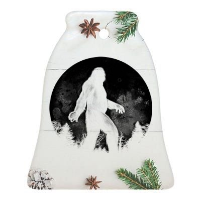 Bigfoot Full Moon Ceramic Bell Ornament