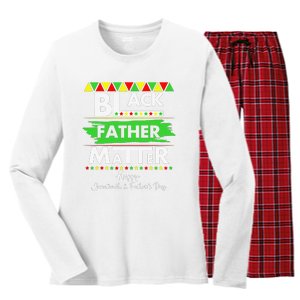 Black Father Matter Father's Day Juneteenth Africa Black Dad Women's Long Sleeve Flannel Pajama Set 