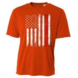 Best Firefighter Mom Ever With Usa Flag Red Line Gift Cooling Performance Crew T-Shirt