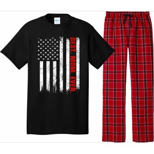 Best Firefighter Mom Ever With Usa Flag Red Line Gift Pajama Set