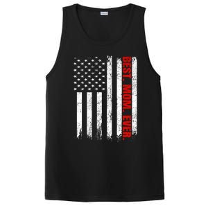 Best Firefighter Mom Ever With Usa Flag Red Line Gift PosiCharge Competitor Tank