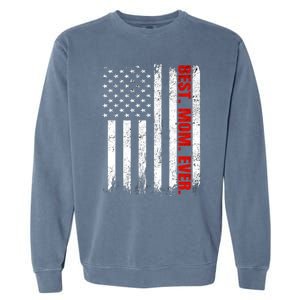 Best Firefighter Mom Ever With Usa Flag Red Line Gift Garment-Dyed Sweatshirt