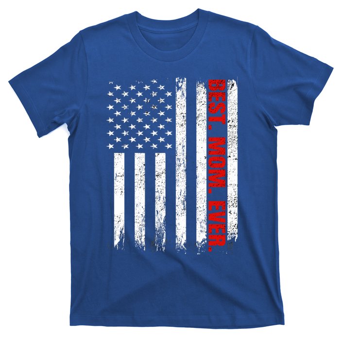 Best Firefighter Mom Ever With Usa Flag Red Line Gift T-Shirt