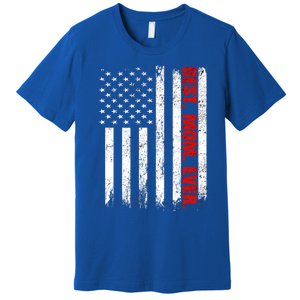 Best Firefighter Mom Ever With Usa Flag Red Line Gift Premium T-Shirt