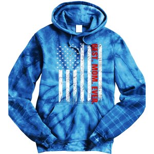 Best Firefighter Mom Ever With Usa Flag Red Line Gift Tie Dye Hoodie