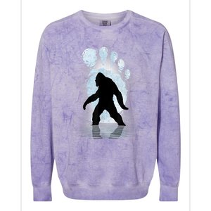 Bigfoot Footprint Moon Light Funny Sasquatch Colorblast Crewneck Sweatshirt