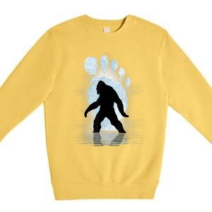 Bigfoot Footprint Moon Light Funny Sasquatch Premium Crewneck Sweatshirt