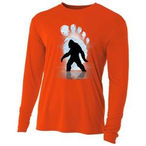 Bigfoot Footprint Moon Light Funny Sasquatch Cooling Performance Long Sleeve Crew