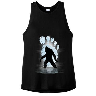 Bigfoot Footprint Moon Light Funny Sasquatch Ladies PosiCharge Tri-Blend Wicking Tank