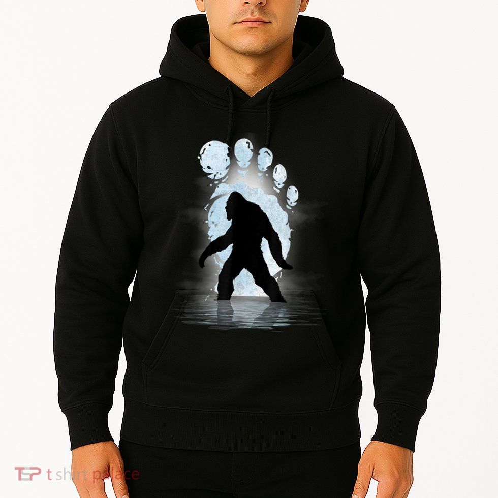 Bigfoot Footprint Moon Light Funny Sasquatch Hoodie