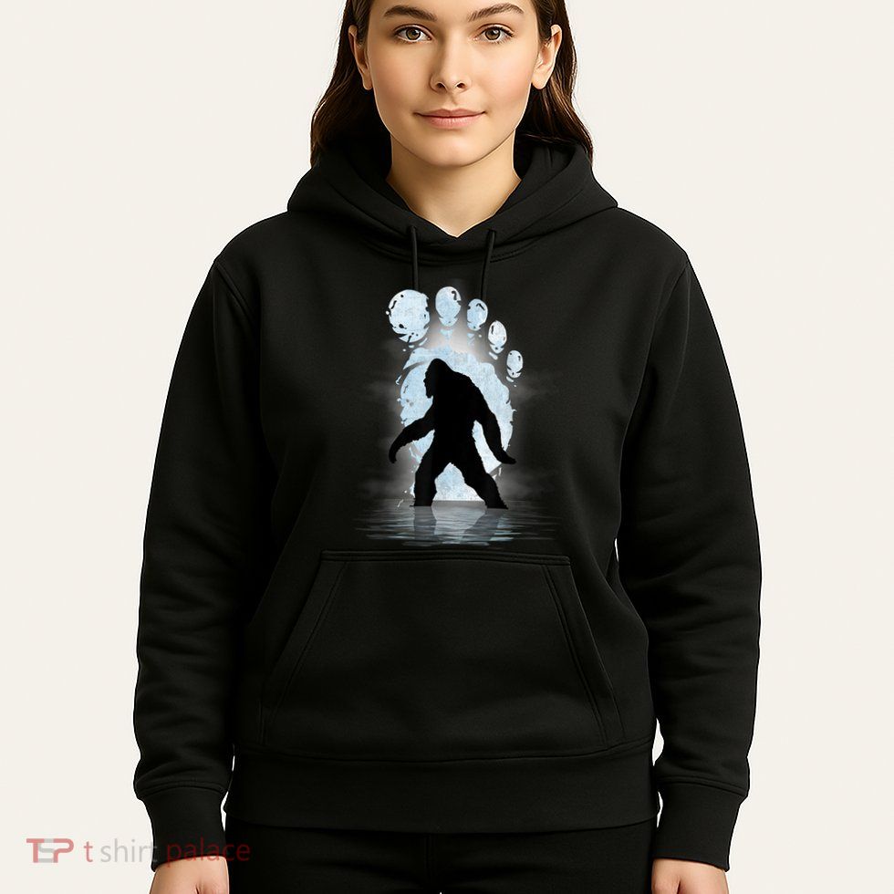 Bigfoot Footprint Moon Light Funny Sasquatch Hoodie