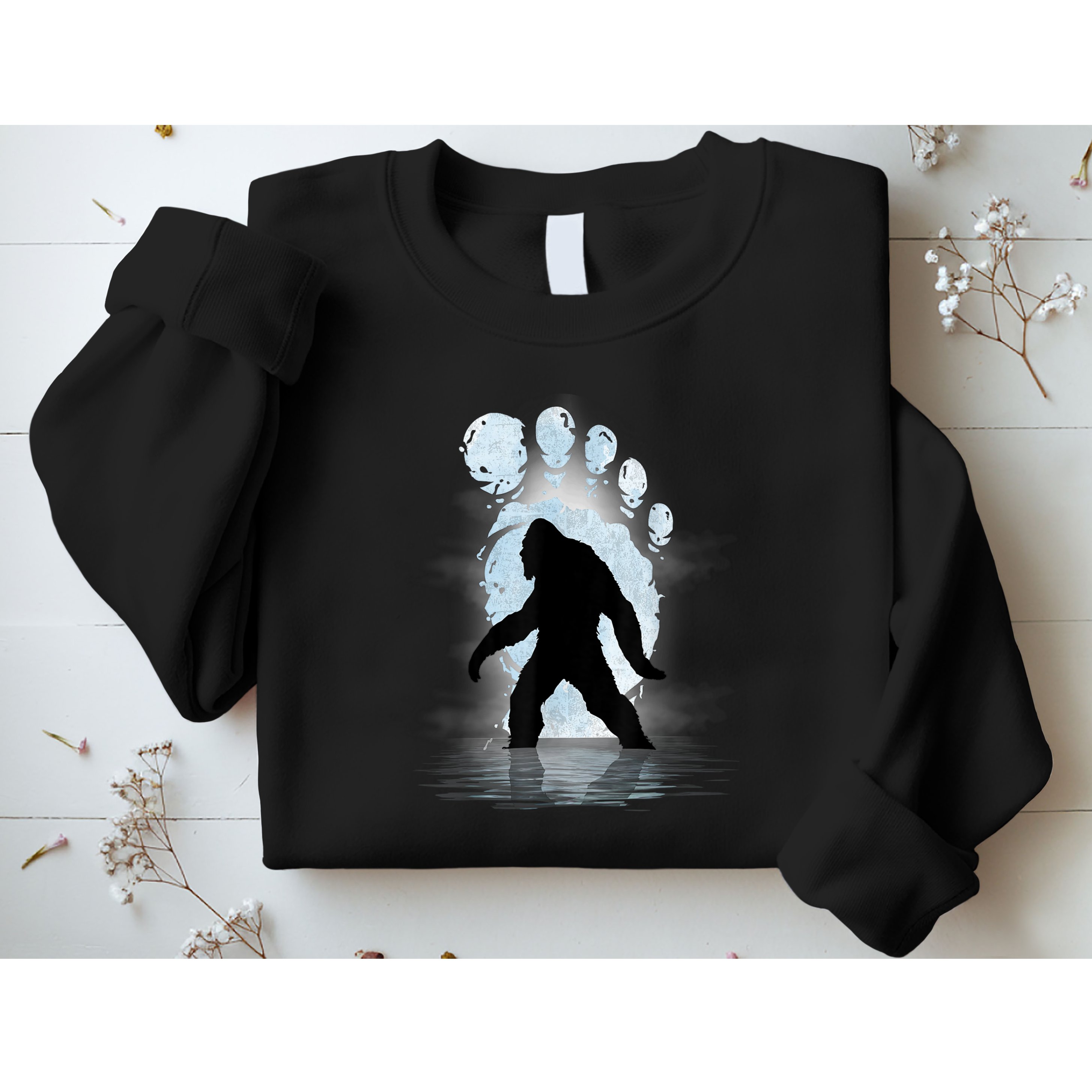 Bigfoot Footprint Moon Light Funny Sasquatch Sweatshirt