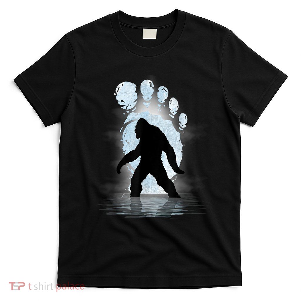 Bigfoot Footprint Moon Light Funny Sasquatch T-Shirt