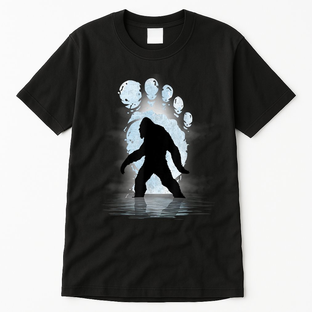 Bigfoot Footprint Moon Light Funny Sasquatch Tall T-Shirt