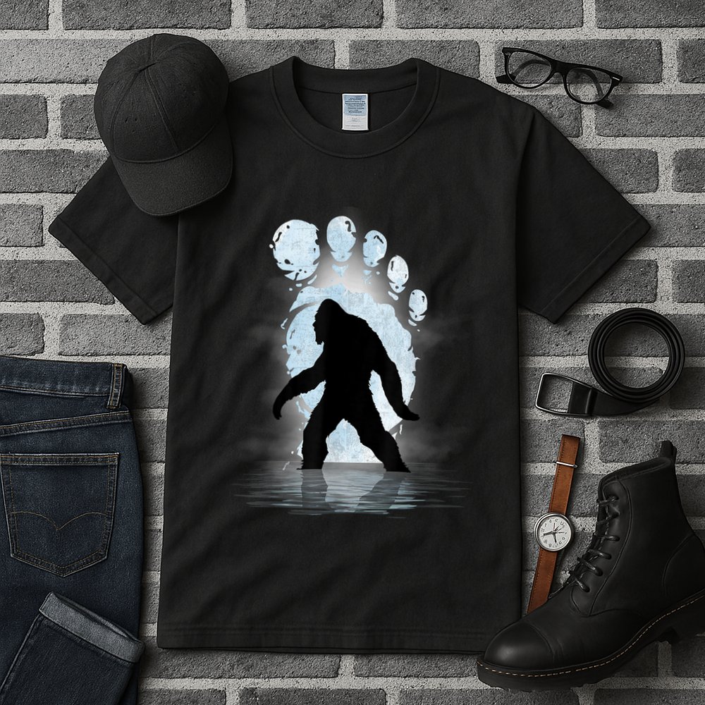 Bigfoot Footprint Moon Light Funny Sasquatch Tall T-Shirt