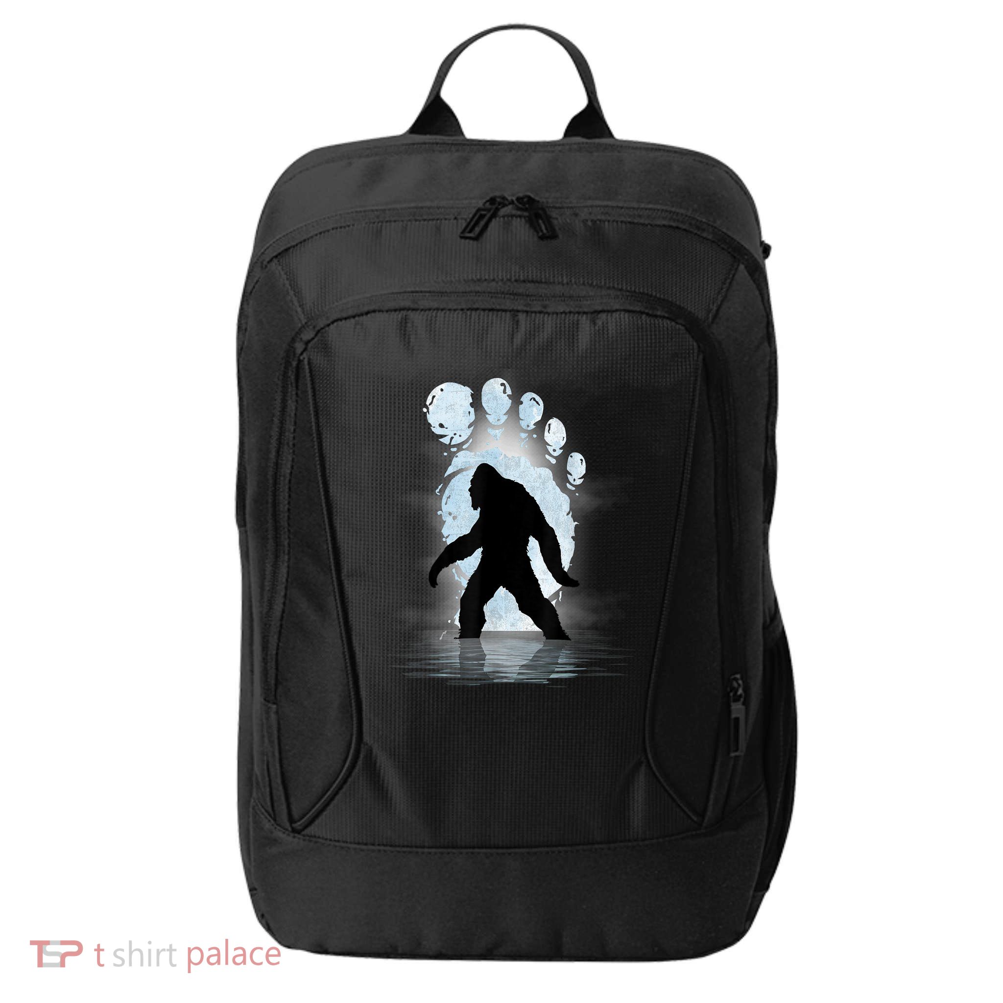 Bigfoot Footprint Moon Light Funny Sasquatch City Backpack