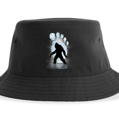 Bigfoot Footprint Moon Light Funny Sasquatch Sustainable Bucket Hat