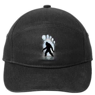 Bigfoot Footprint Moon Light Funny Sasquatch 7-Panel Snapback Hat