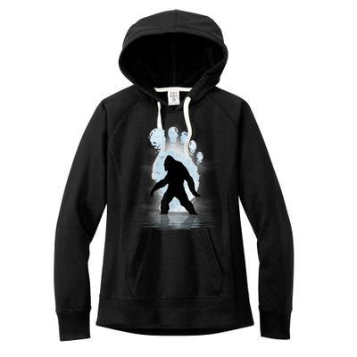 Bigfoot Footprint Moon Light Funny Sasquatch Women's Fleece Hoodie