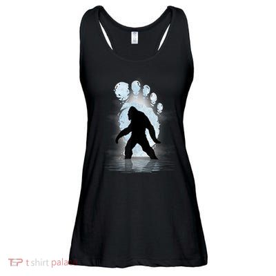 Bigfoot Footprint Moon Light Funny Sasquatch Ladies Essential Flowy Tank