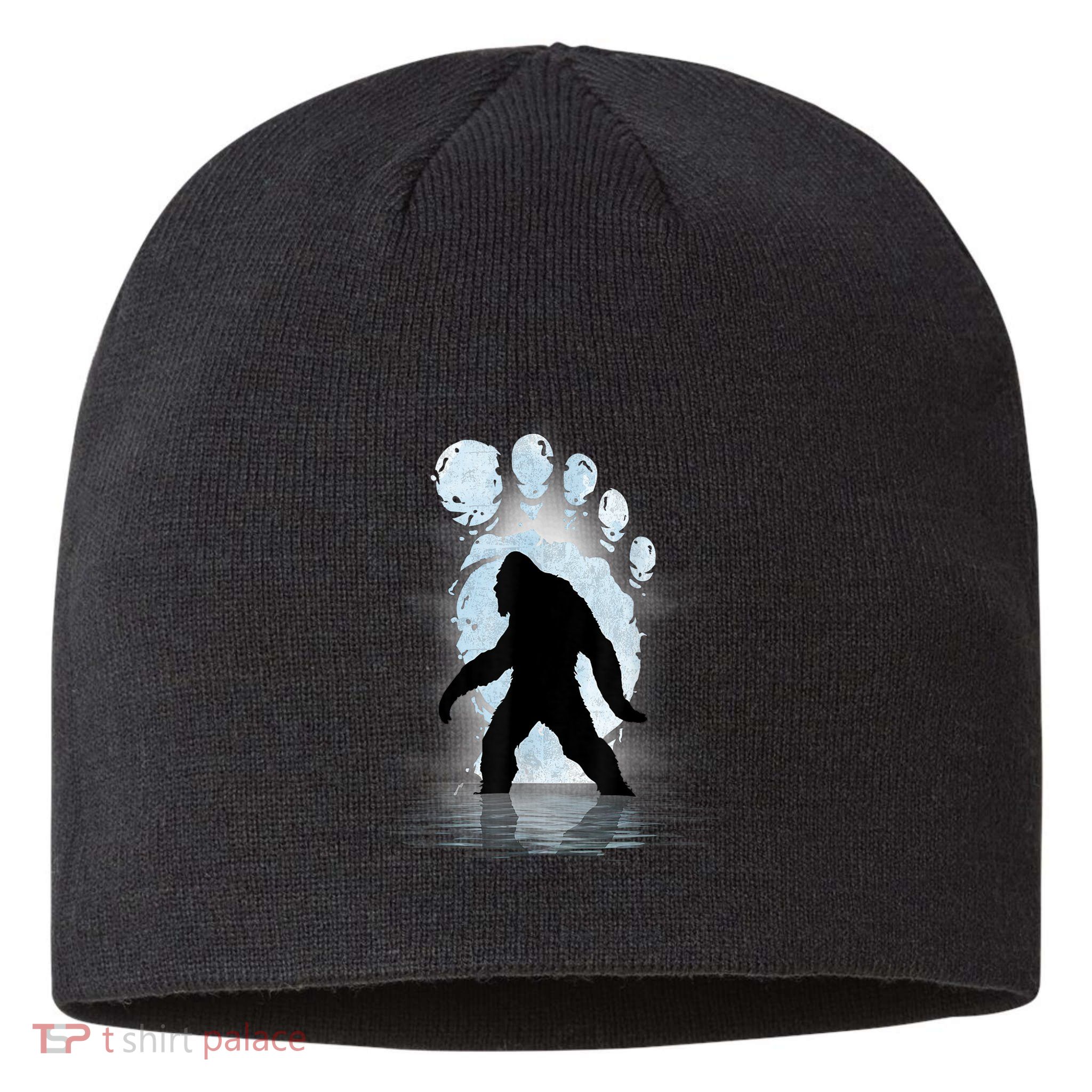 Bigfoot Footprint Moon Light Funny Sasquatch Sustainable Beanie