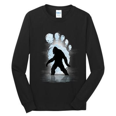 Bigfoot Footprint Moon Light Funny Sasquatch Tall Long Sleeve T-Shirt