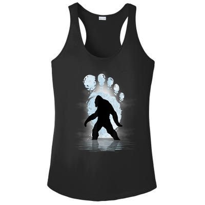 Bigfoot Footprint Moon Light Funny Sasquatch Ladies PosiCharge Competitor Racerback Tank