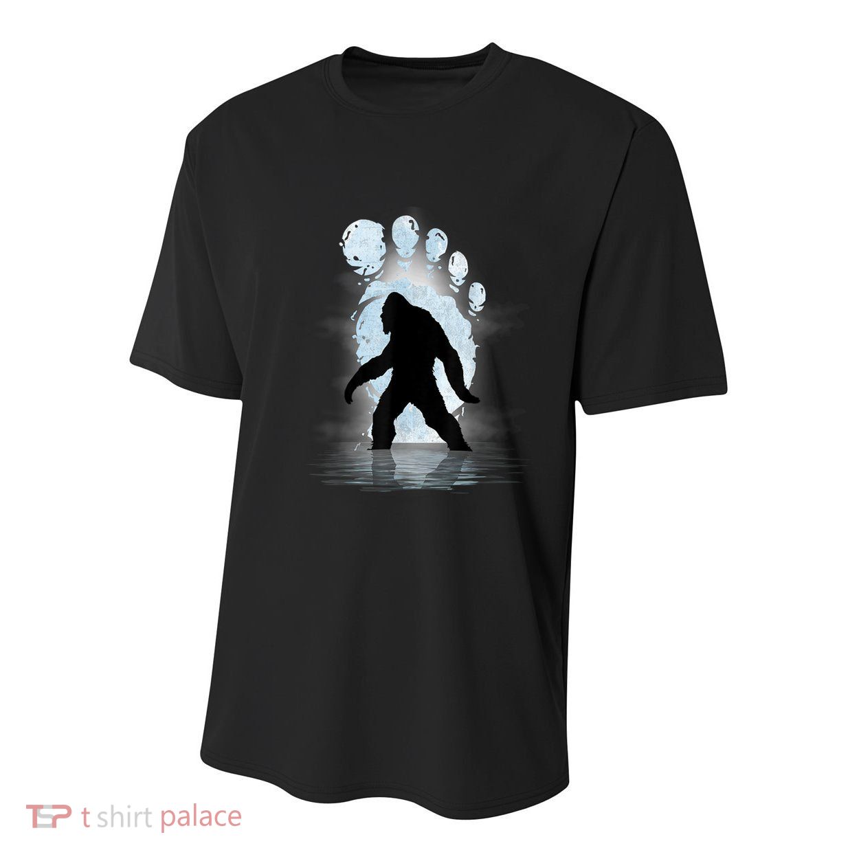 Bigfoot Footprint Moon Light Funny Sasquatch Youth Performance Sprint T-Shirt
