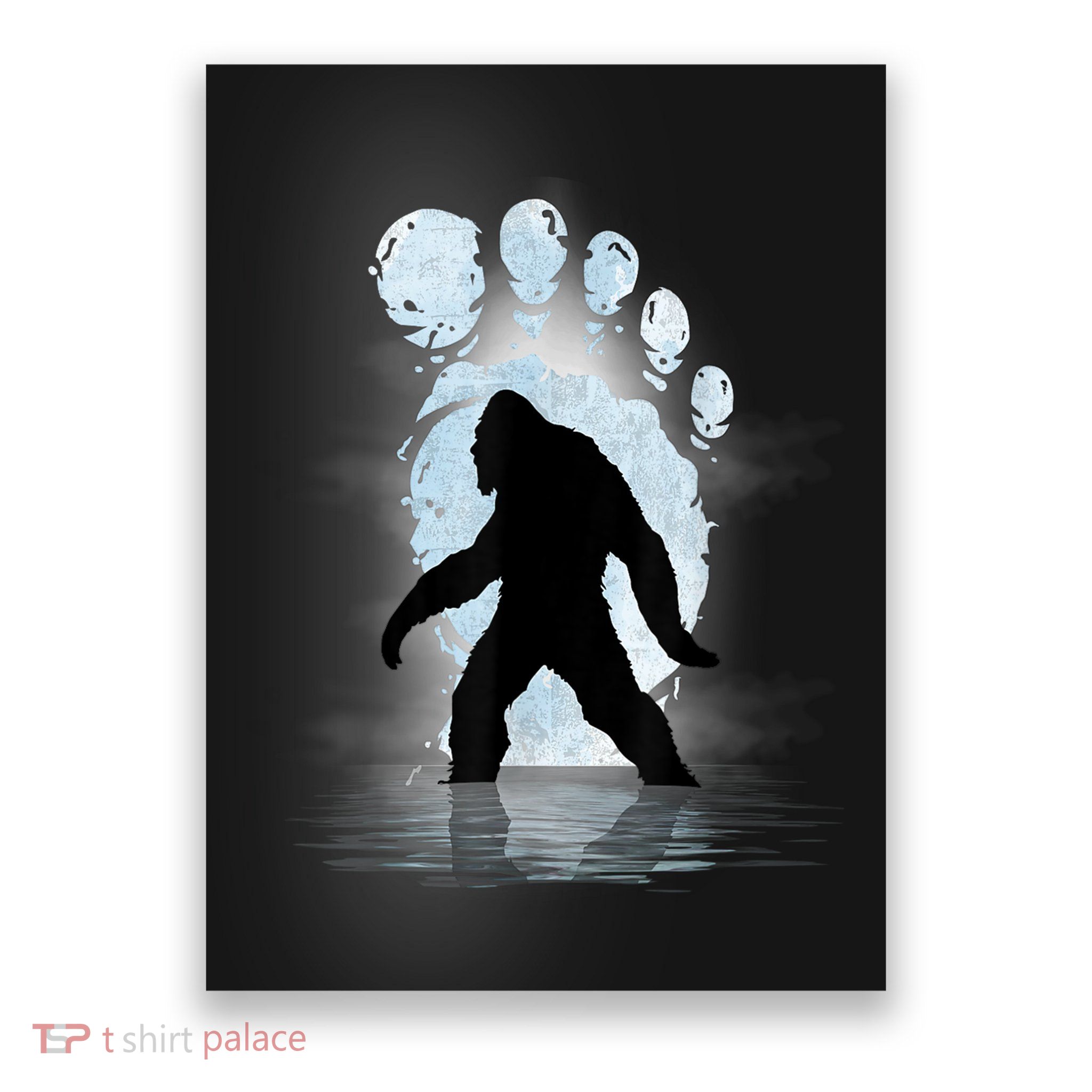 Bigfoot Footprint Moon Light Funny Sasquatch Poster