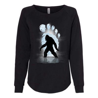 Bigfoot Footprint Moon Light Funny Sasquatch Womens California Wash Sweatshirt