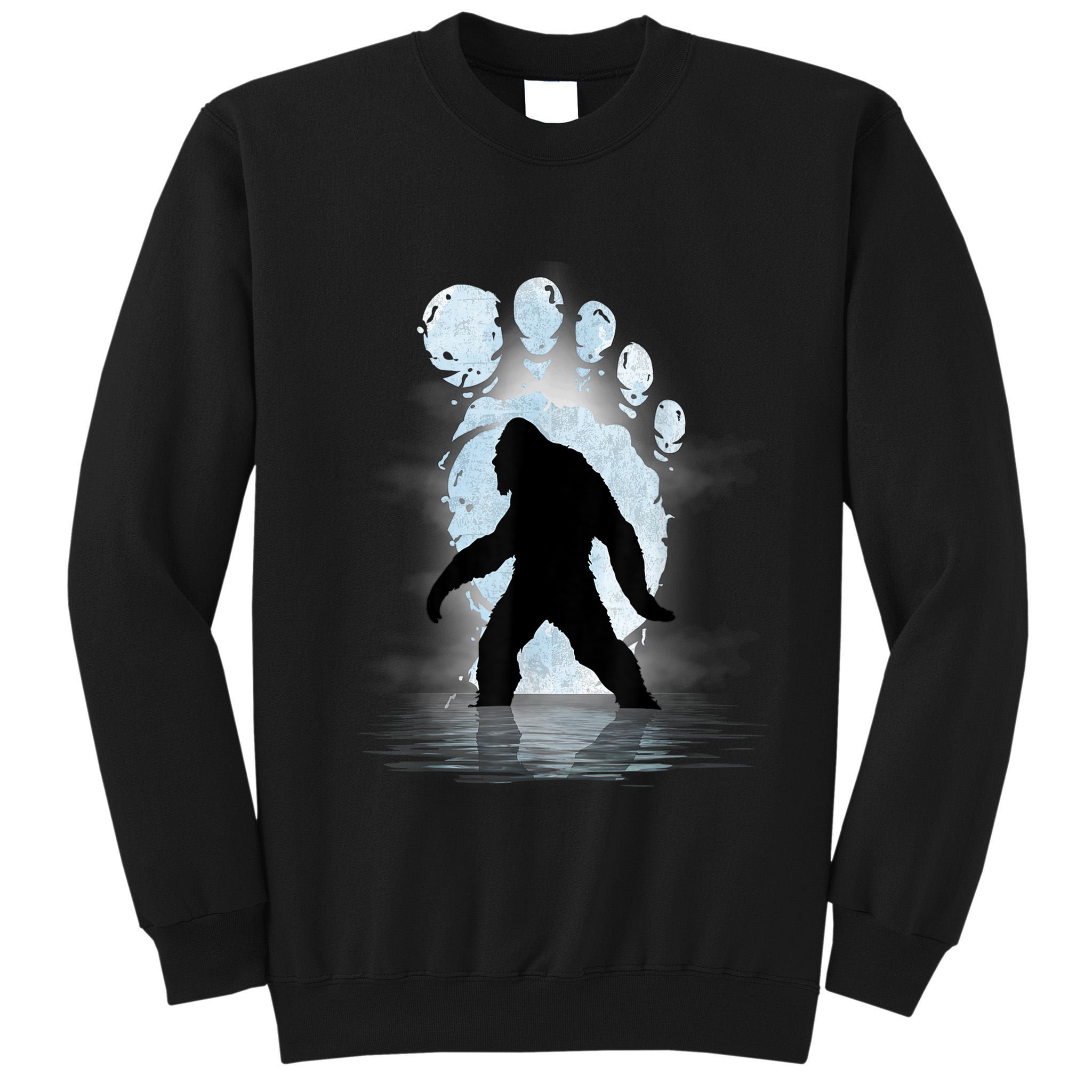 Bigfoot Footprint Moon Light Funny Sasquatch Tall Sweatshirt