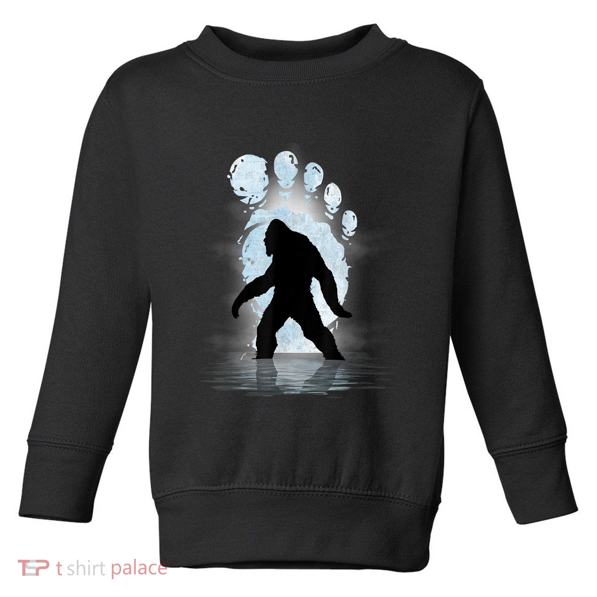 Bigfoot Footprint Moon Light Funny Sasquatch Toddler Sweatshirt