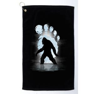 Bigfoot Footprint Moon Light Funny Sasquatch Platinum Collection Golf Towel