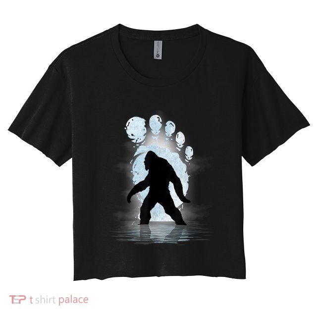 Bigfoot Footprint Moon Light Funny Sasquatch Crop Top