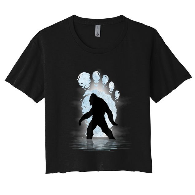 Bigfoot Footprint Moon Light Funny Sasquatch Crop Top