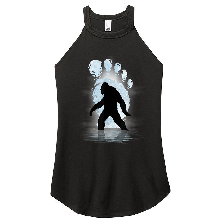 Bigfoot Footprint Moon Light Funny Sasquatch Women's Perfect Tri Rocker Tank