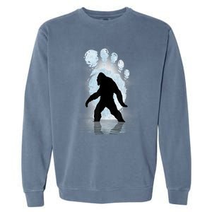 Bigfoot Footprint Moon Light Funny Sasquatch Garment-Dyed Sweatshirt