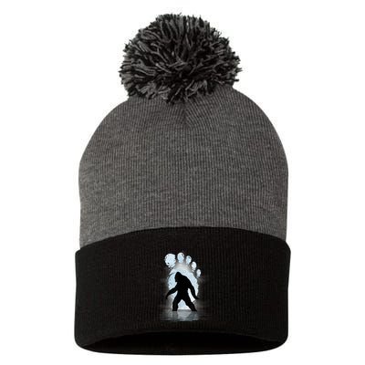 Bigfoot Footprint Moon Light Funny Sasquatch Pom Pom 12in Knit Beanie
