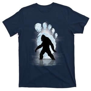 Bigfoot Footprint Moon Light Funny Sasquatch T-Shirt