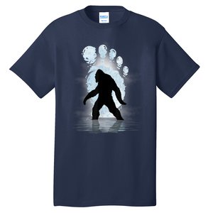 Bigfoot Footprint Moon Light Funny Sasquatch Tall T-Shirt