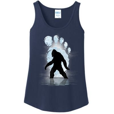 Bigfoot Footprint Moon Light Funny Sasquatch Ladies Essential Tank