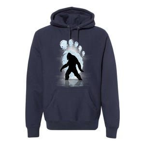 Bigfoot Footprint Moon Light Funny Sasquatch Premium Hoodie