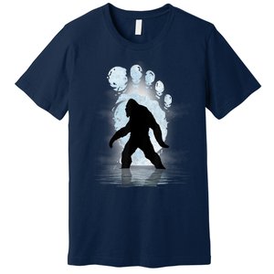 Bigfoot Footprint Moon Light Funny Sasquatch Premium T-Shirt