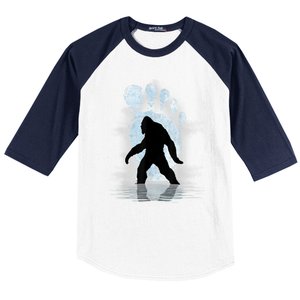 Bigfoot Footprint Moon Light Funny Sasquatch Baseball Sleeve Shirt